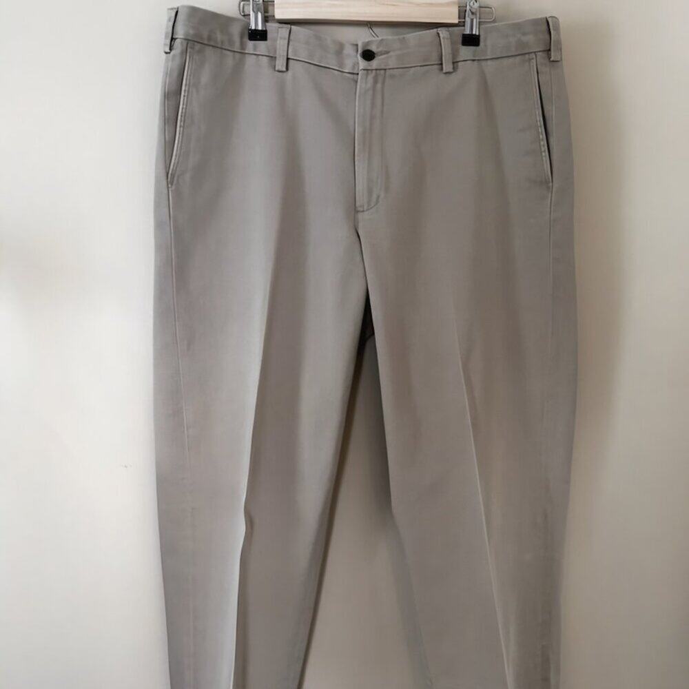 Eddie Bauer Khaki Chino Pants Mens 38x34 Wrinkle Resistant Cotton Casual
